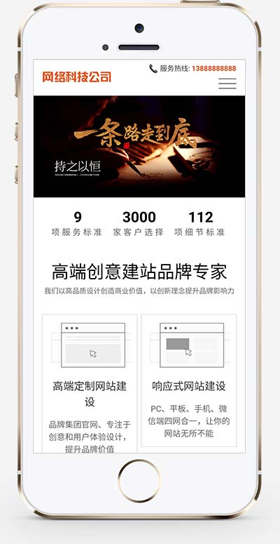 高端网络公司网站建设类网站源码+手机自适应